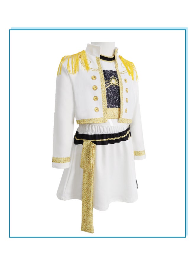 KPop Demon Hunters Mira K-Pop Demon Hunters Cosplay Costume with White and Gold Jacket, Skirt and Belt Set, Idol-Inspired Performance Outfit for Fans, Events and Costume Parties 4to5 years 110cm - Image 2